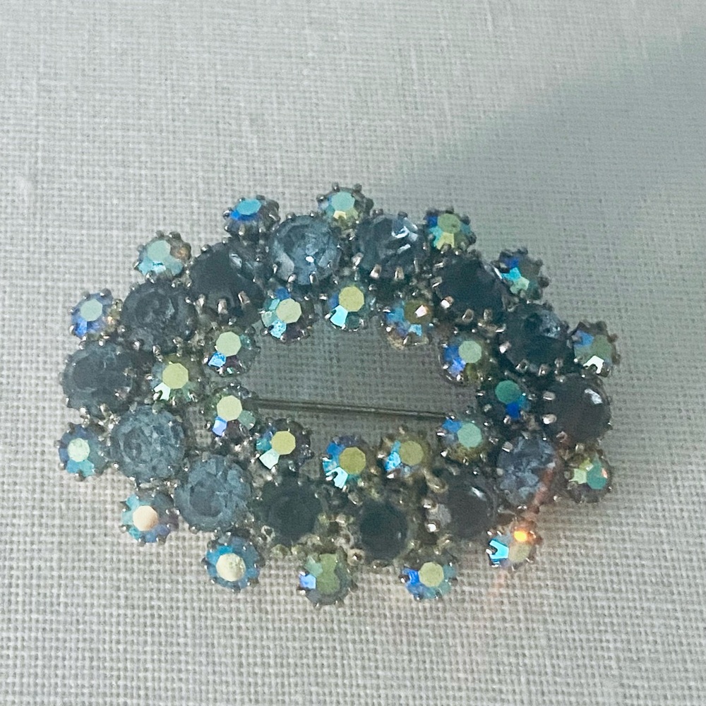 Vintage Blue and Silver Brooch